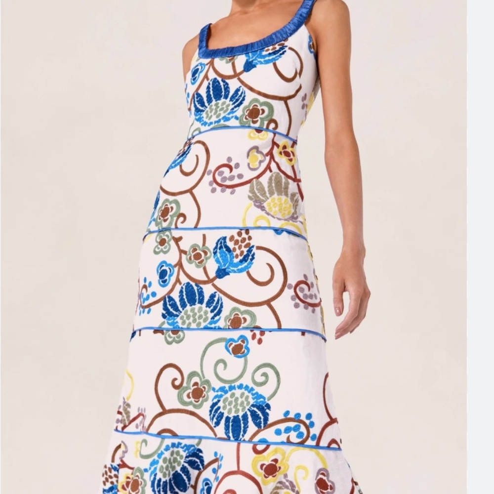 Alexis Maxi Long Zelda dress small. Blue fringe gorgeous.